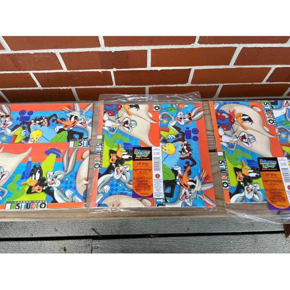 Looney Tunes Hallmark Bugs Bunny Wrapping Paper 2 Sheets Gift Wrap 3 Packs